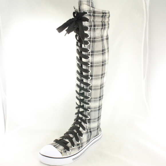 West Blvd Shoes - Like New WEST BLVD Plaid Knee High Zip Up Sneaker
